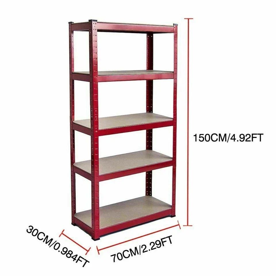 Garage Racking 5 Tier Shelving Unit Boltless Heavy Duty Metal Shelf Shed Storage — 150x70x30cm — on a clean white background