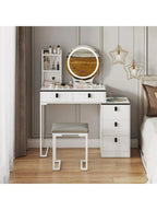 Dressing Table With Mirror Stool, Vanity Table Set With 3 Color Detachable LED — alternate product view 2