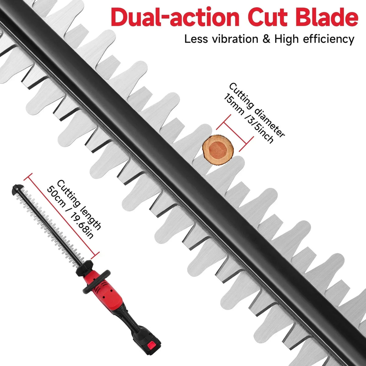Electric Cordless Hedge Trimmer Tree Branch Cutter Tool with Battery & Charger — alternate product view 4