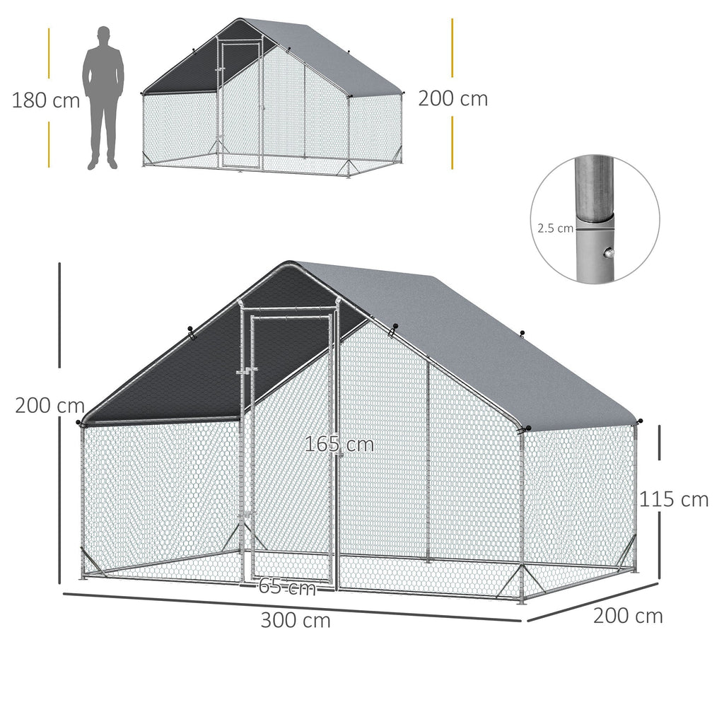 Walk In Chicken Run Galvanized Chicken Coop Hen House w/ Water-Resist Cover — alternate product view 24
