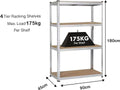4 Tier Racking Shelf 180x90x45cm Heavy Duty Garage Shelving Storage Shelves Unit — on a clean white background