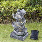 Water Feature Lotus Cascading Fountain With Solar LED Light Outdoor Garden Decor — alternate product view 5