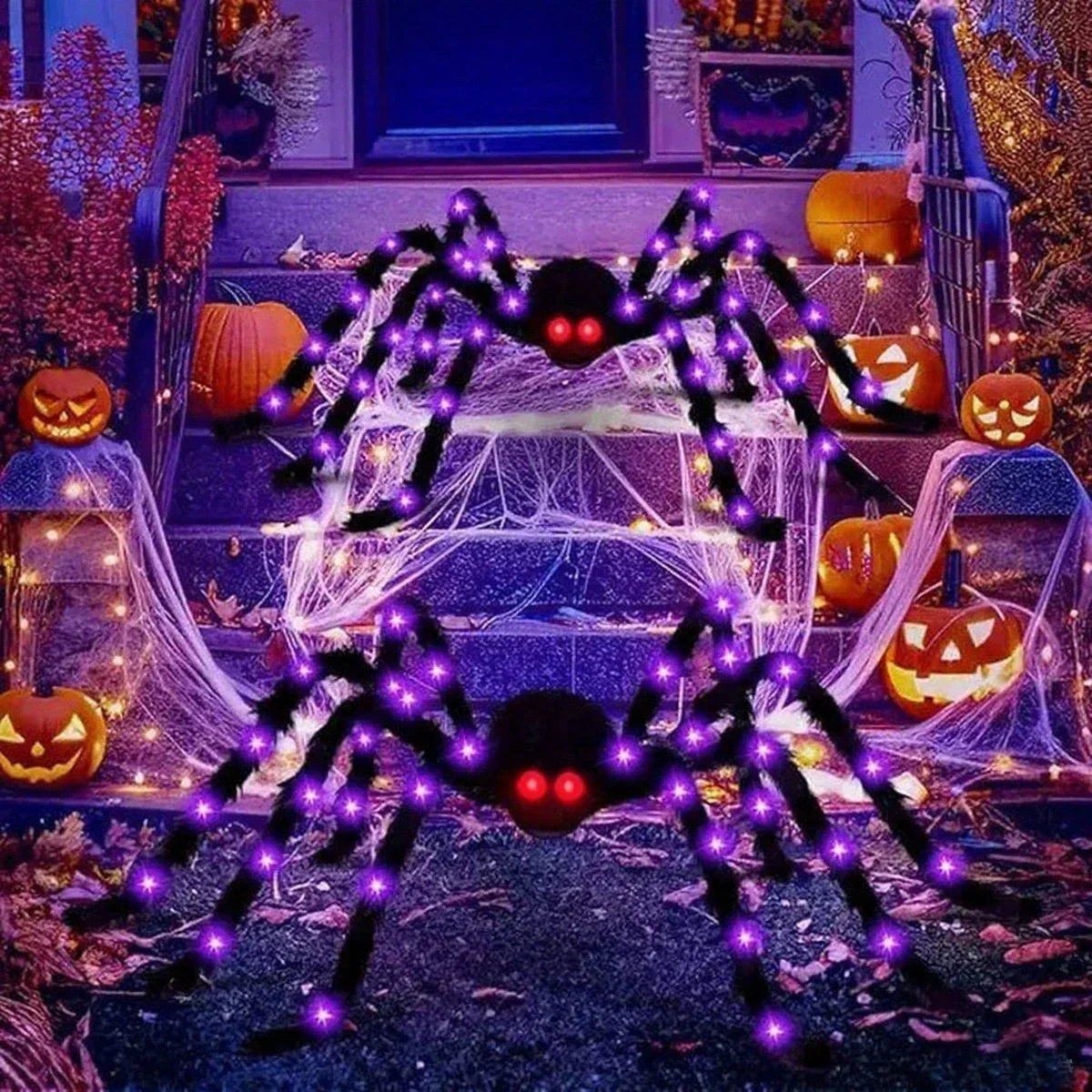 Halloween Prop Spider Decoration 150CM 8 Mode Light Up Giant Spider, Realistic — alternate product view 4