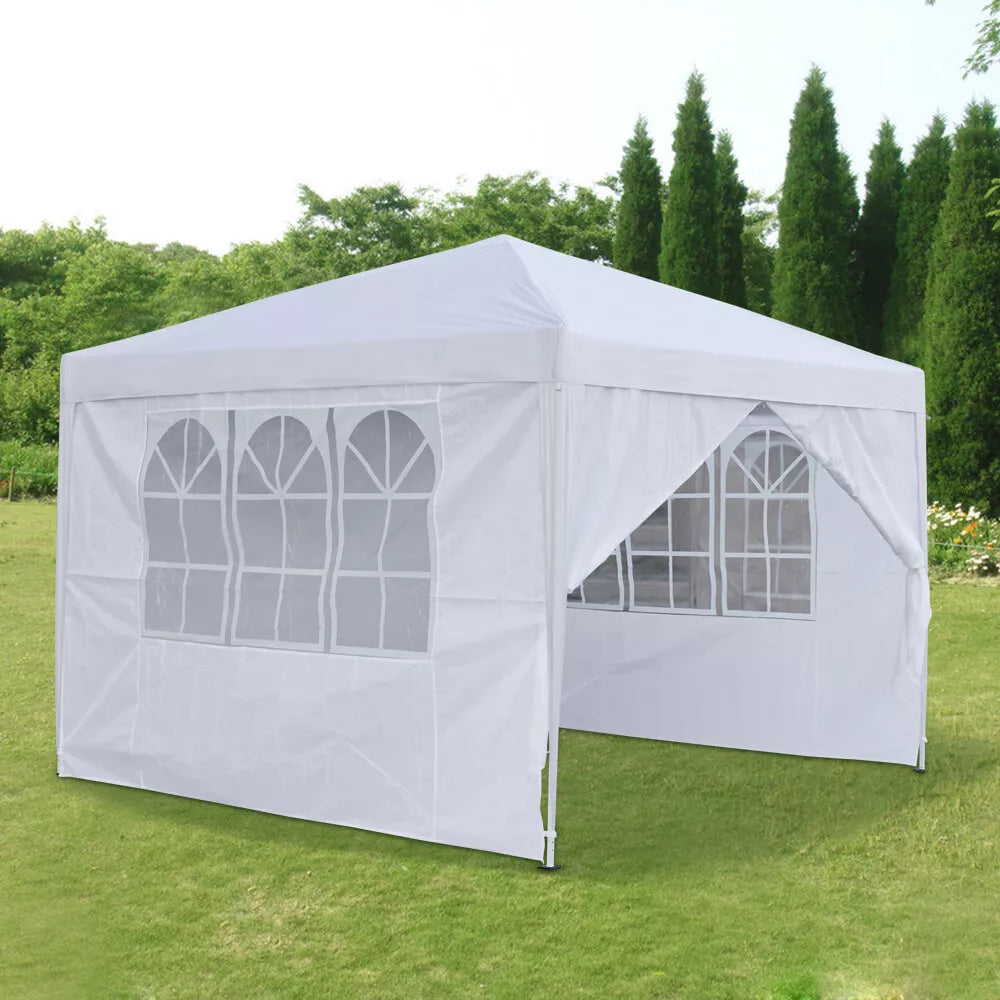 2.5x2.5m Pop Up Gazebo Marquee Outdoor Garden Party Tent Canopy with 4 Sides — White — product view