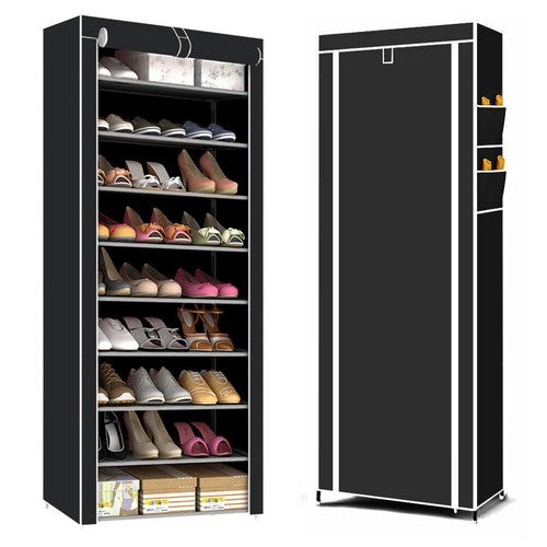 10 Tier Cabinet Storage Organiser Shoe Rack Stand Holds 27 Pairs Dustproof — alternate product view 5