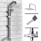 Shower Kit Twin Head 2 Mixer Shower Heads Rail Hose Riser Square Bathroom Set — alternate product view 6