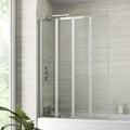 Bathroom 4 Panel Folding Bath Shower Screen Chrome 1000mm Reversible 4mm Glass — main product view