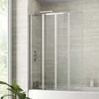 Bathroom 4 Panel Folding Bath Shower Screen Chrome 1000mm Reversible 4mm Glass — main product view