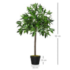 Pair Of 90cm/3FT Artificial Bay Laurel Topiary Trees w/Pot Fake Plant — on a clean white background