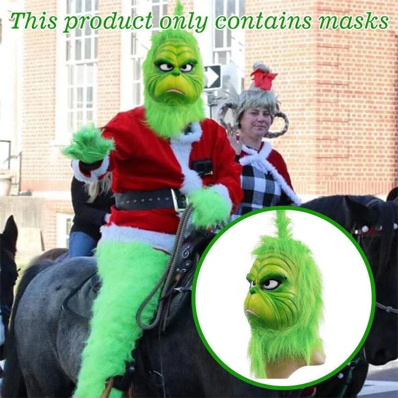 The Grinch Latex Mask Adults Costume Cosplay Christmas Fancy Dress Outfits — alternate product view 6