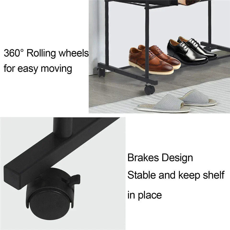 Industrial Pipe Garment Rack Coat Stand Rolling Clothe Rails — alternate product view 9