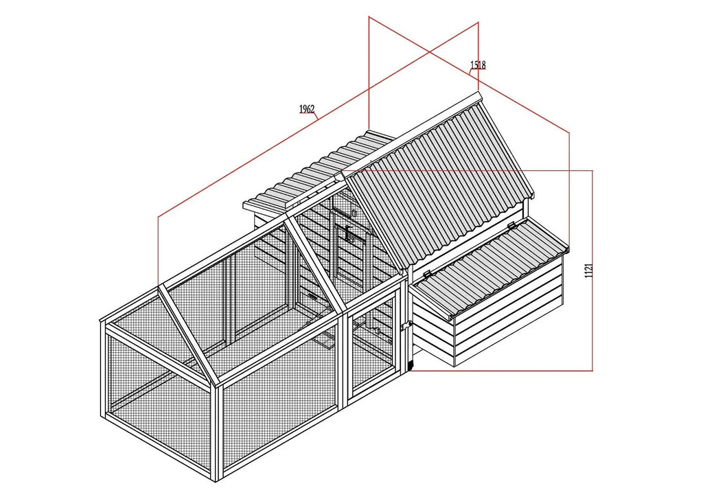 Chicken Coop Hen House Poultry Nest Box Coops Rabbit Hutch Plastic Plus Run — on a clean white background