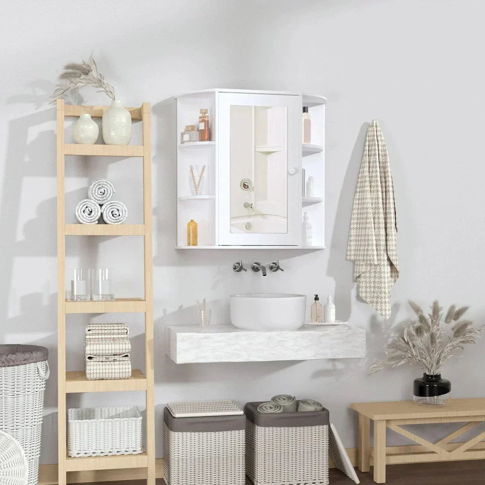 Wall Mounted Bathroom Cabinet with Mirror Single Door Storage Shelves — alternate product view 5