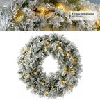 9Ft Christmas LED Pre Lit Garland Snow Flocked Artificial Wreath Xmas Decora — alternate product view 3