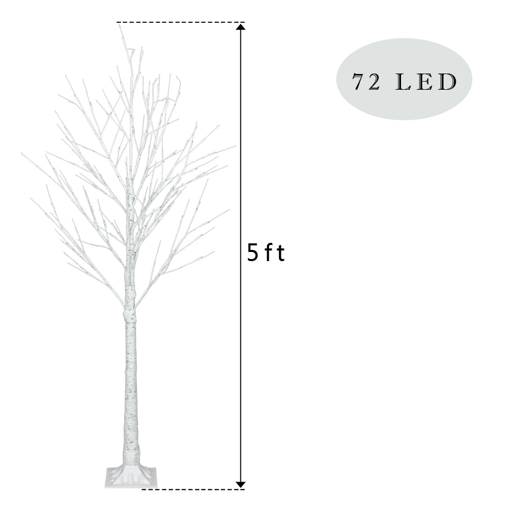 Outdoor 4ft, 6ft, 8ft Birch Christmas Twig Tree Pre Lit Ice Warm White Multi LED — 5ft / 150 cm — product view