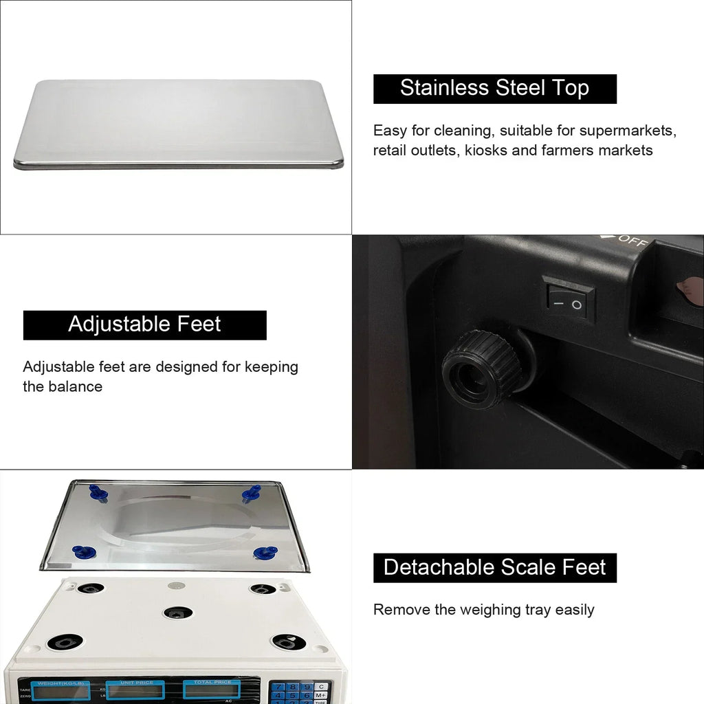 40Kg Digital Pricing Scale Electronic Price Computing Weight Shop Market UK Plug — alternate product view 9
