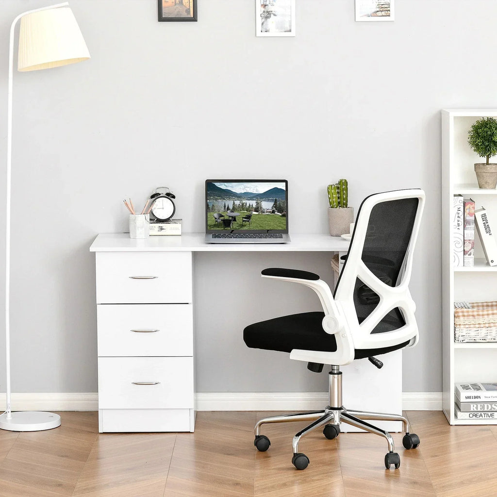 120cm Computer Desk PC Table Workstation w/ 3 Shelf & Drawers White — alternate product view 3