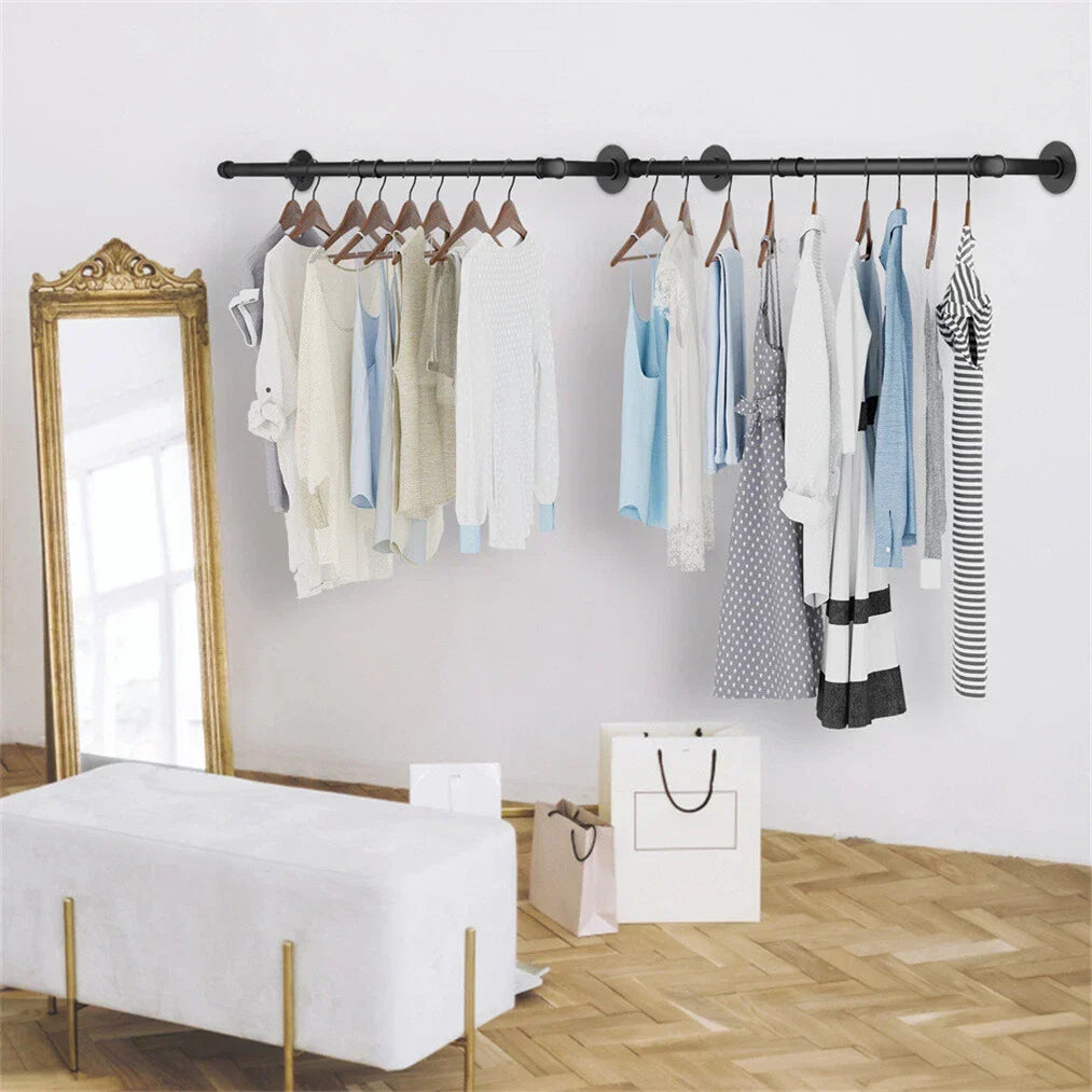 2X Super Strong Bearing Metal Pipe Clothes Rack Clothes Hanger Pole Garment Bar — alternate product view 2