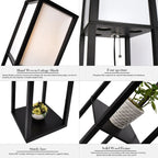 Floor Lamp Free Standing Wood 3-Tier Storage Shelf Reading Bedroom Living Room — alternate product view 8