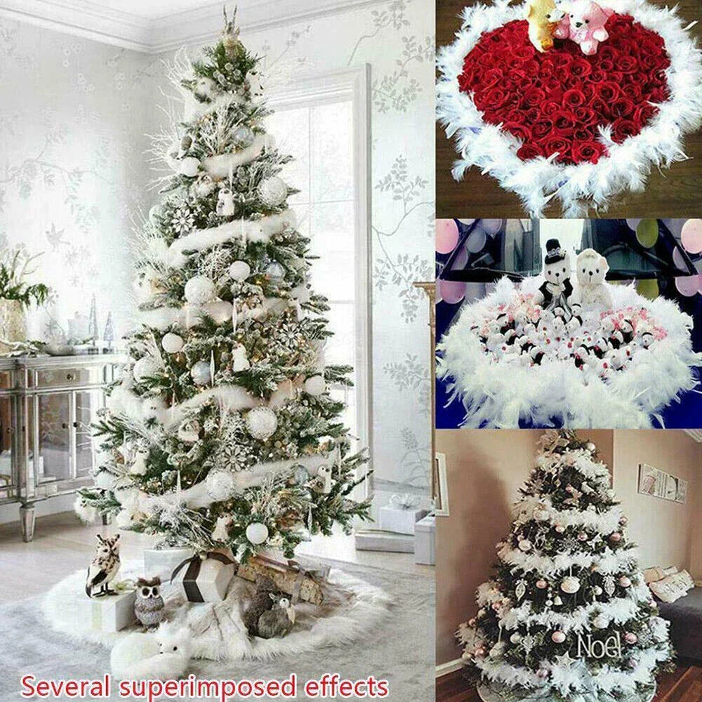 2M Christmas Tree White Feather Boa Strip Xmas Ribbon Home Party Garland❀ — main product view