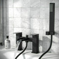 Bathroom Modern Waterfall Black Basin Sink Mono Square Mixer Tap Filler Waste — main product view
