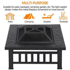 Large Fire Pit BBQ Outdoor Iron Grill Square Garden Table Patio Log Burner Stove — alternate product view 6