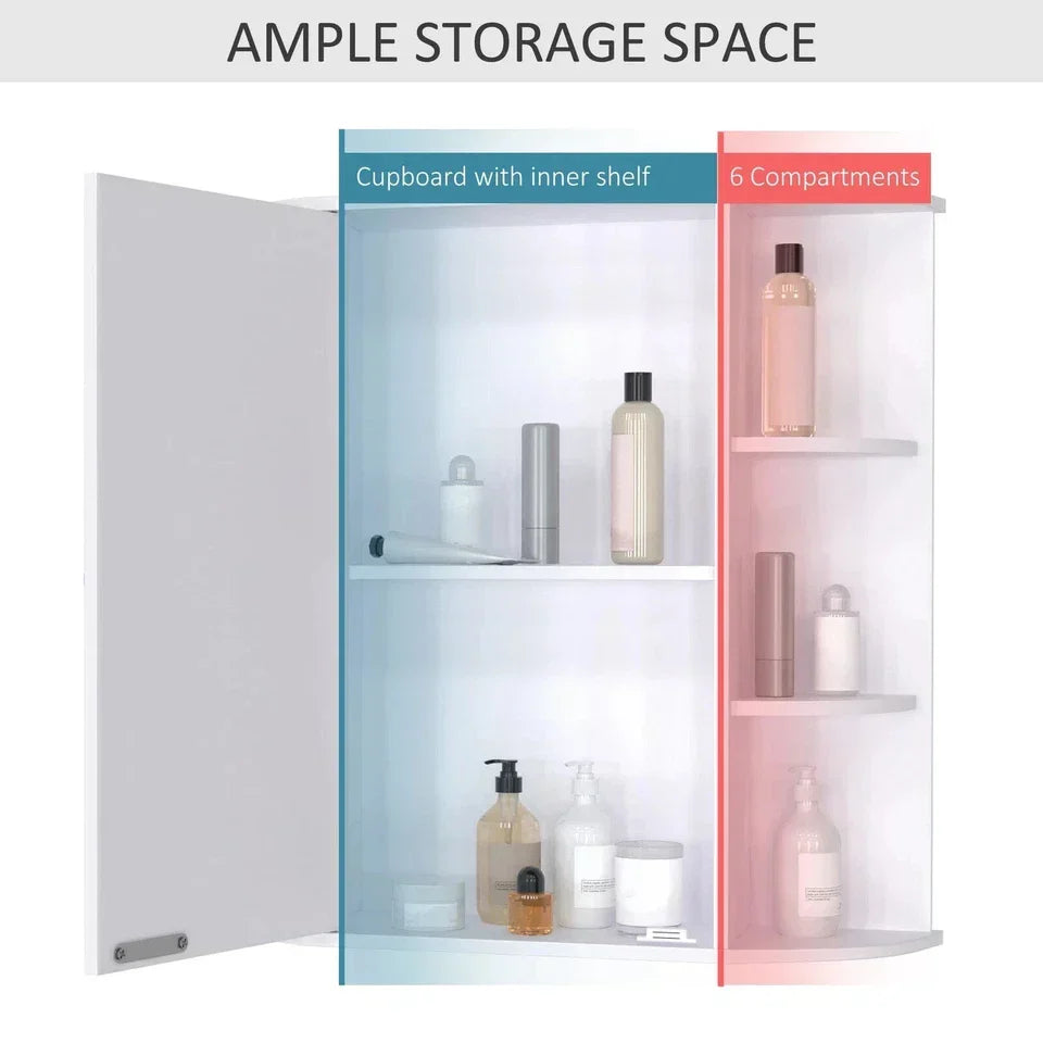 Wall Mounted Bathroom Cabinet with Mirror Single Door Storage Shelves — alternate product view 6