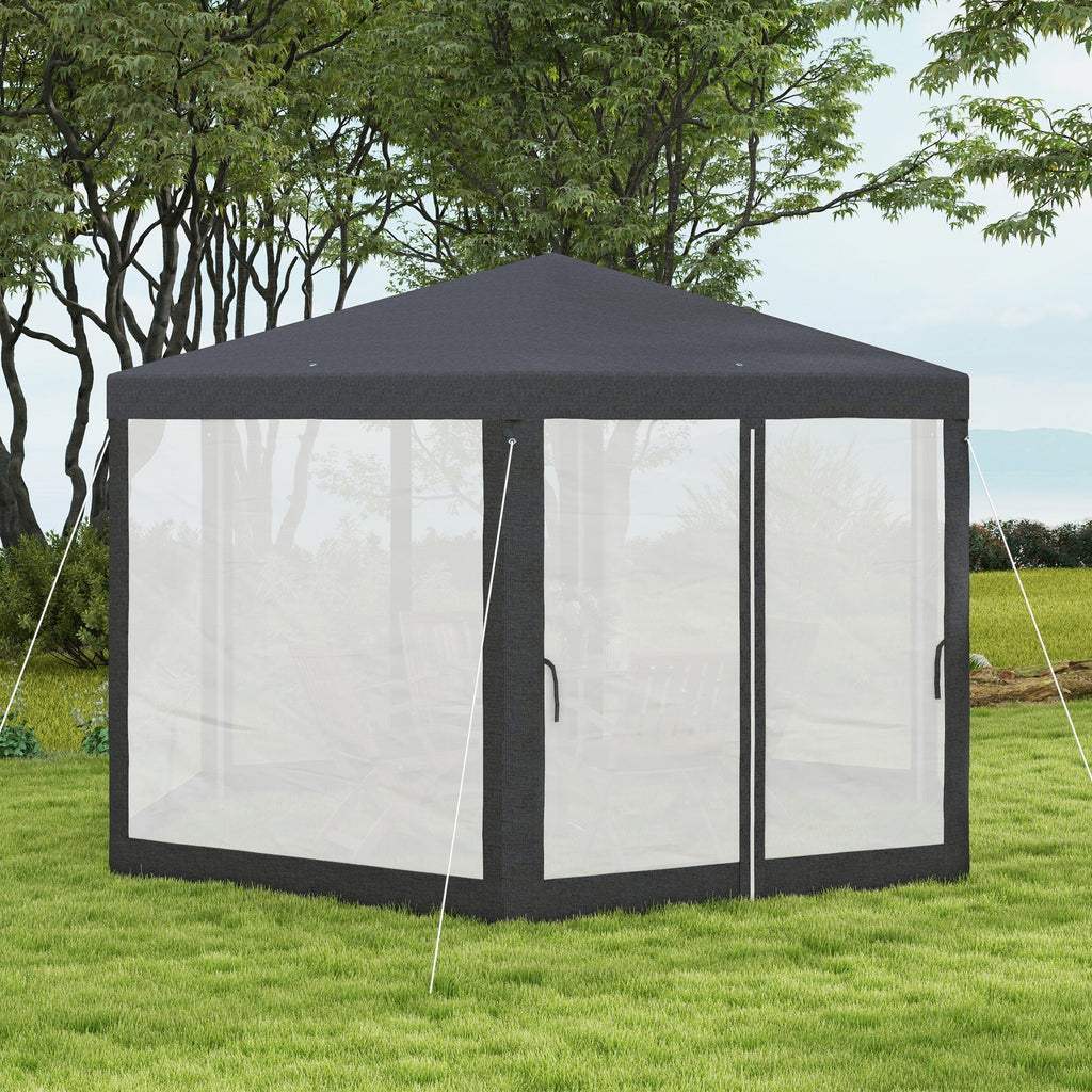 Dark Grey Hexagonal Metal Netting Gazebo Patio Out- door Canopy Party Marquee — alternate product view 4