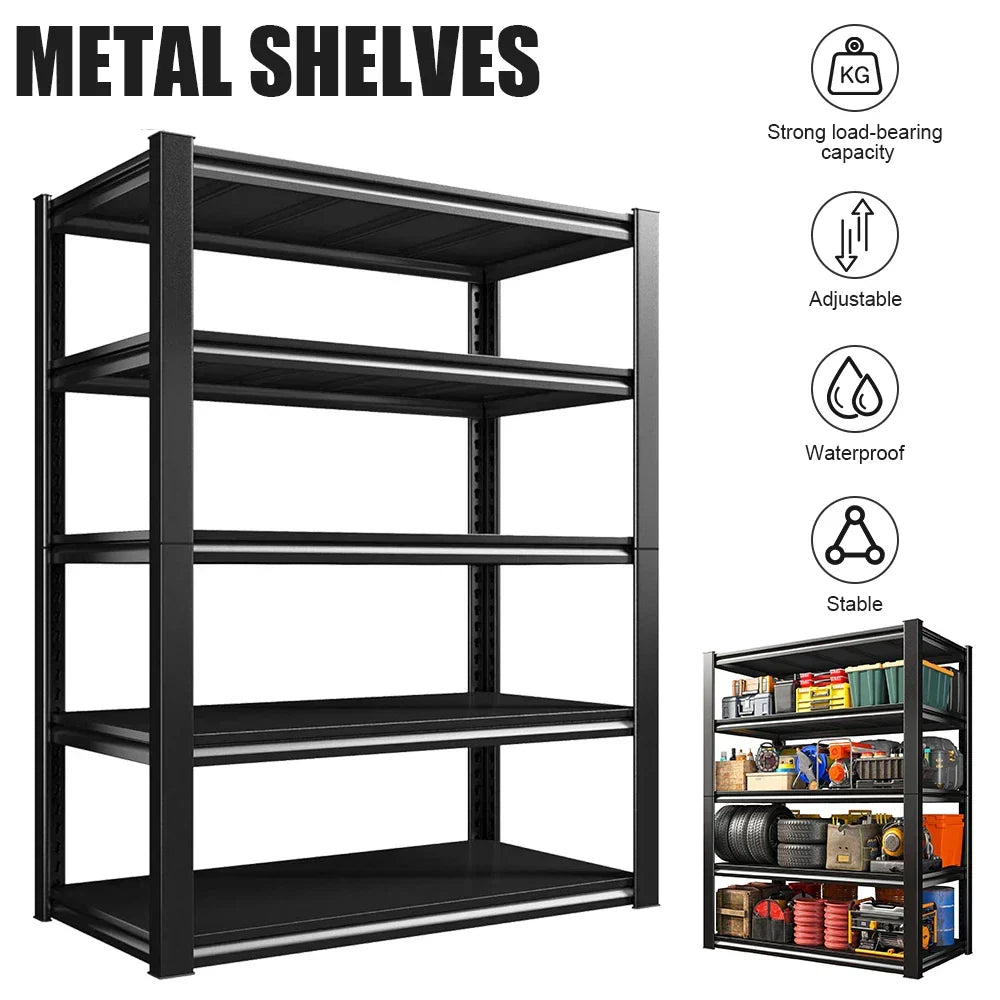 5 Tier Boltless Garage Storage Shelving Steel Racking Galvanised 198x100x50cm UK — alternate product view 6