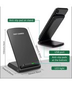 2 Coils Fast Wireless Charger Qi Charging Stand Fan For Samsung, iPhone, Huawei — alternate product view 4