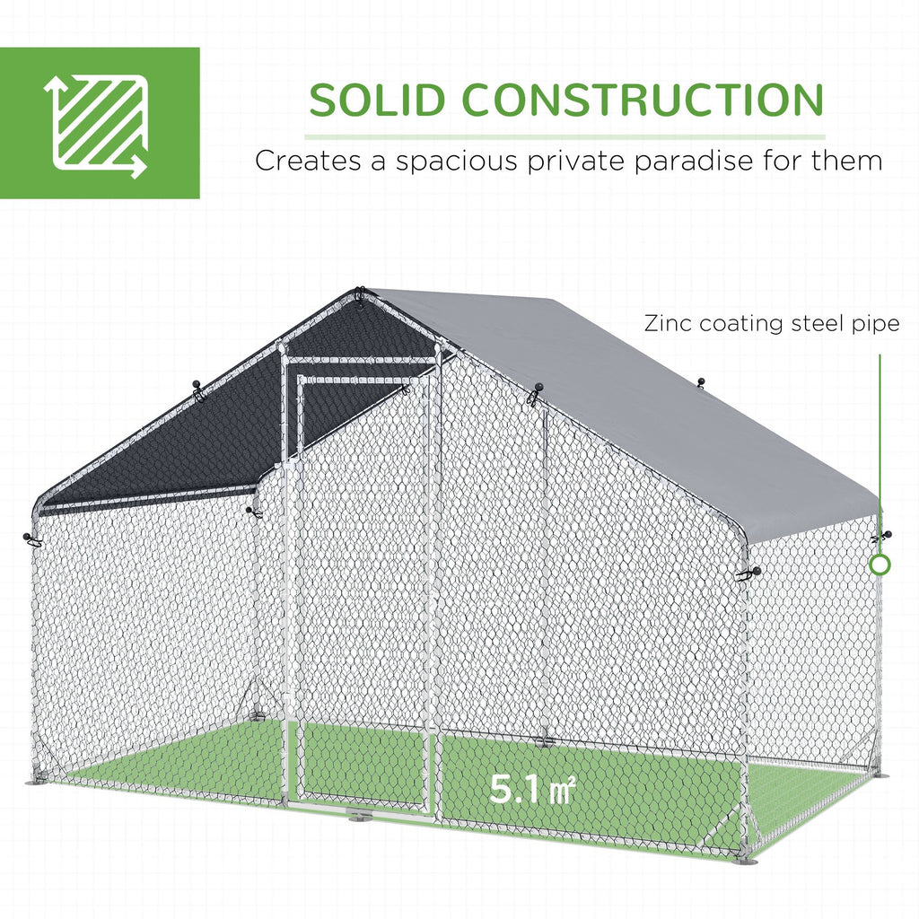 Walk In Chicken Run Galvanized Chicken Coop Hen House w/ Water-Resist Cover — alternate product view 12
