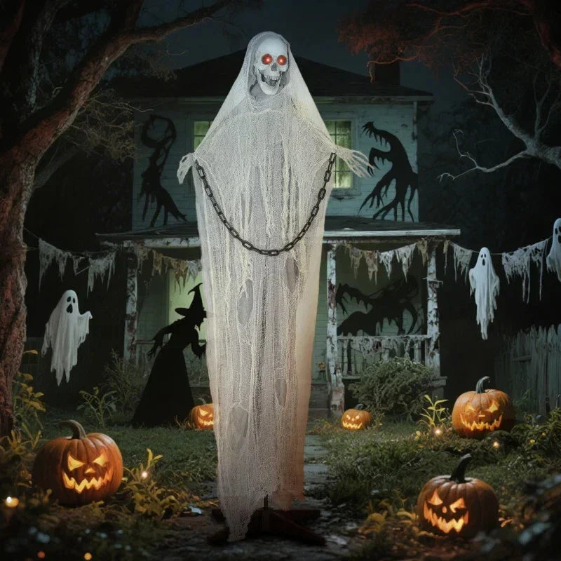 6' Halloween Animated Grim Reaper Skeleton, Glowing Eyes — alternate product view 5
