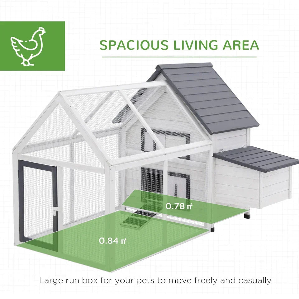 Wood Chicken Coop Pet Poultry Hen House Backyard with Nesting Box Ramp Run — alternate product view 5