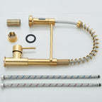 Modern Gold Kitchen Mixer Taps Pull out Spray 360° Mono Single Lever Sink Faucet — alternate product view 10