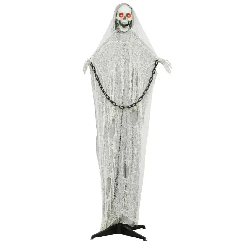 6' Halloween Animated Grim Reaper Skeleton, Glowing Eyes — on a clean white background