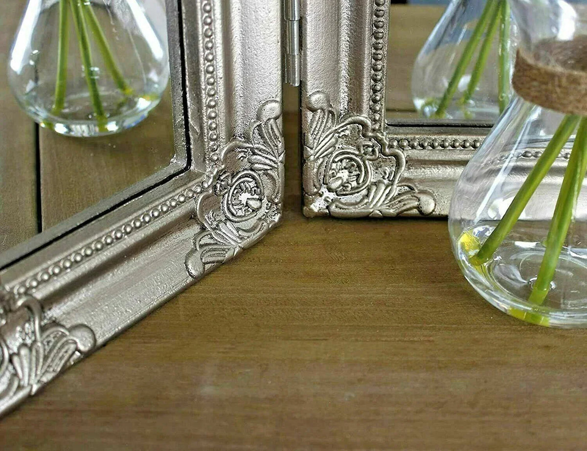 Large Dressing Table Mirror Home Decor Folding 3 Sided Tri Fold Champagne Vanity — alternate product view 3