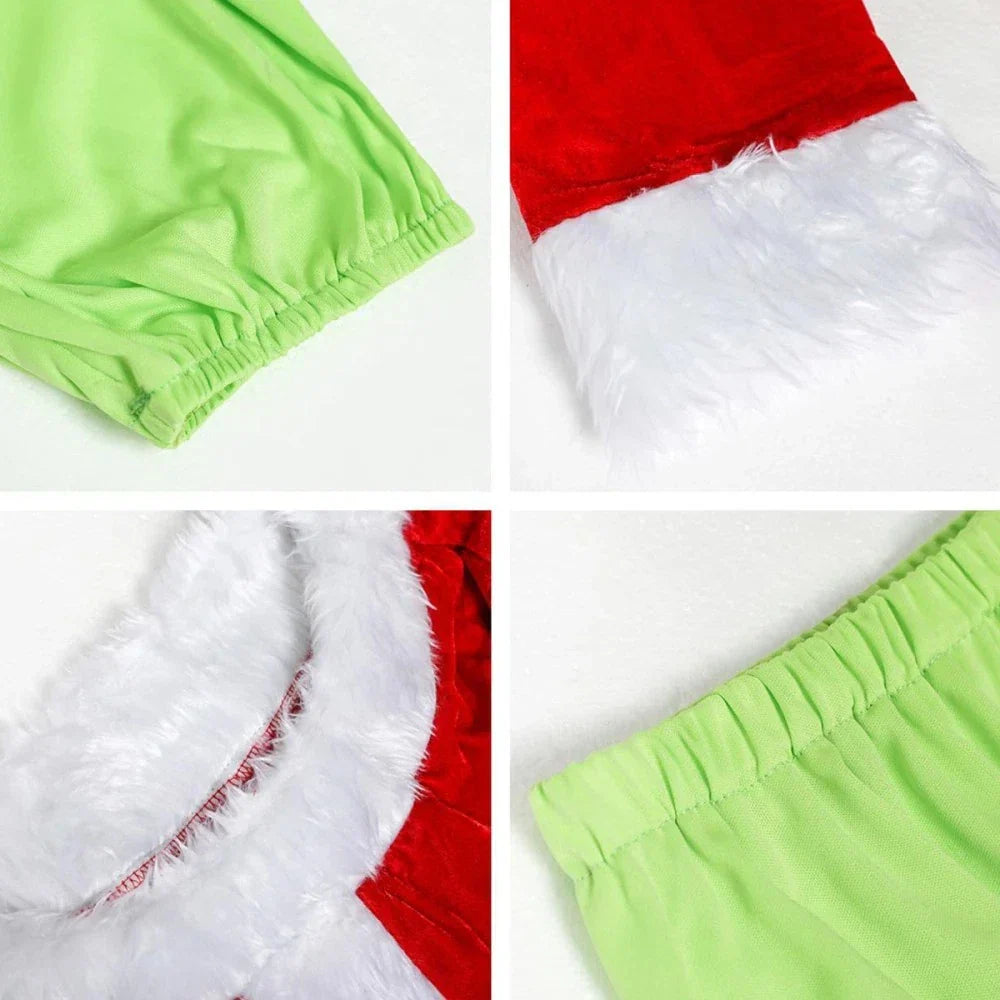 Adult Santa Grinch Costume Xmas Cosplay Men Christmas Santa Fancy Dress Full Set — alternate product view 7
