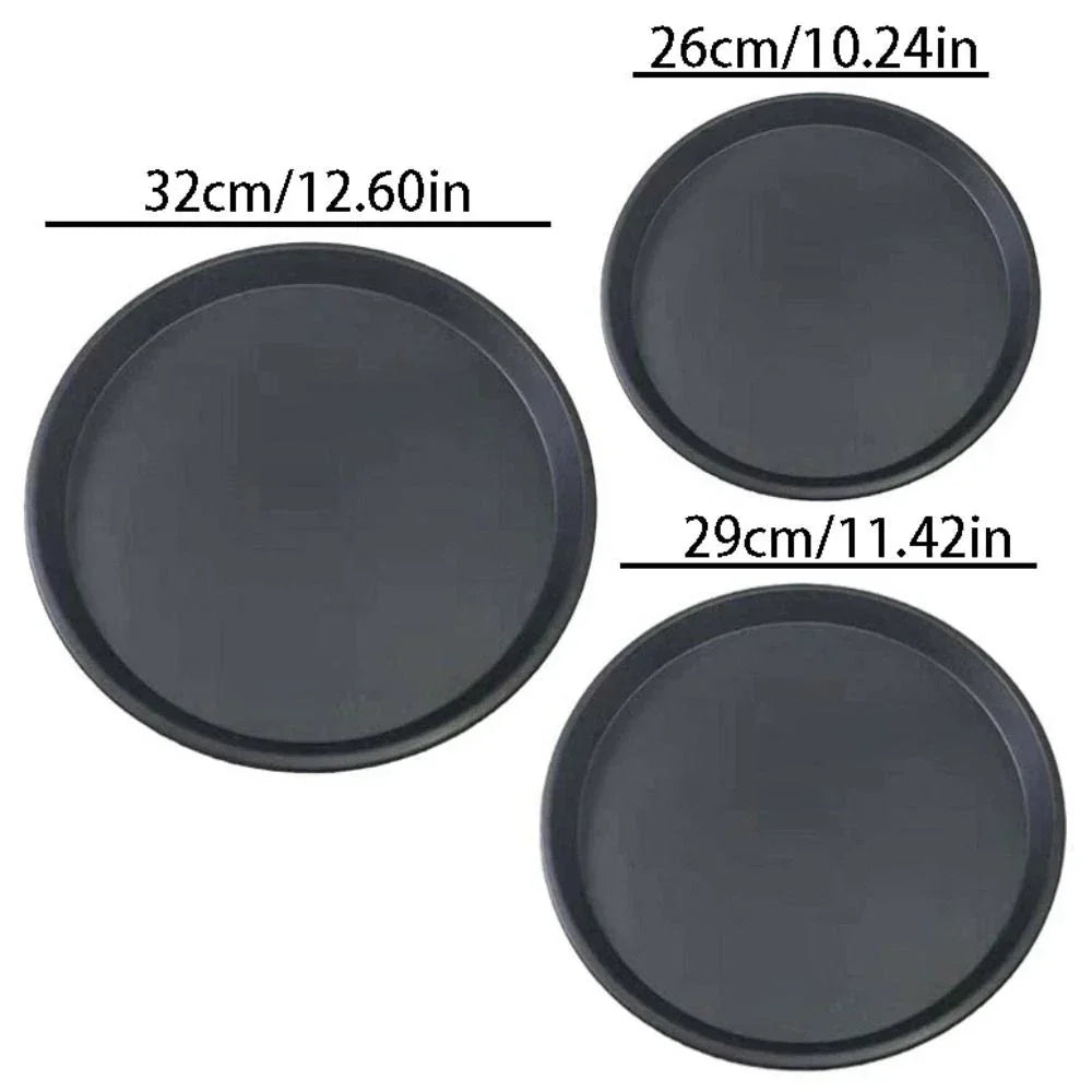 3Pcs Non-Stick Pizza Pan Carbon Steel Pizza Oven Tray Shallow Round Pizza Plate — on a clean white background