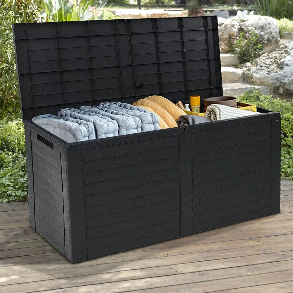 240L Large Outdoor Storage Box Garden Patio Plastic Chest Lid Container — alternate product view 3