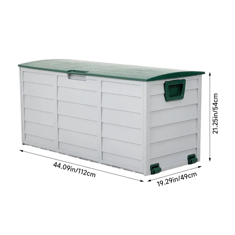 Large Plastic Garden Storage Box Outdoor Waterproof Deck Container — on a clean white background