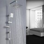 Shower Kit Twin Head 2 Mixer Shower Heads Rail Hose Riser Square Bathroom Set — main product view