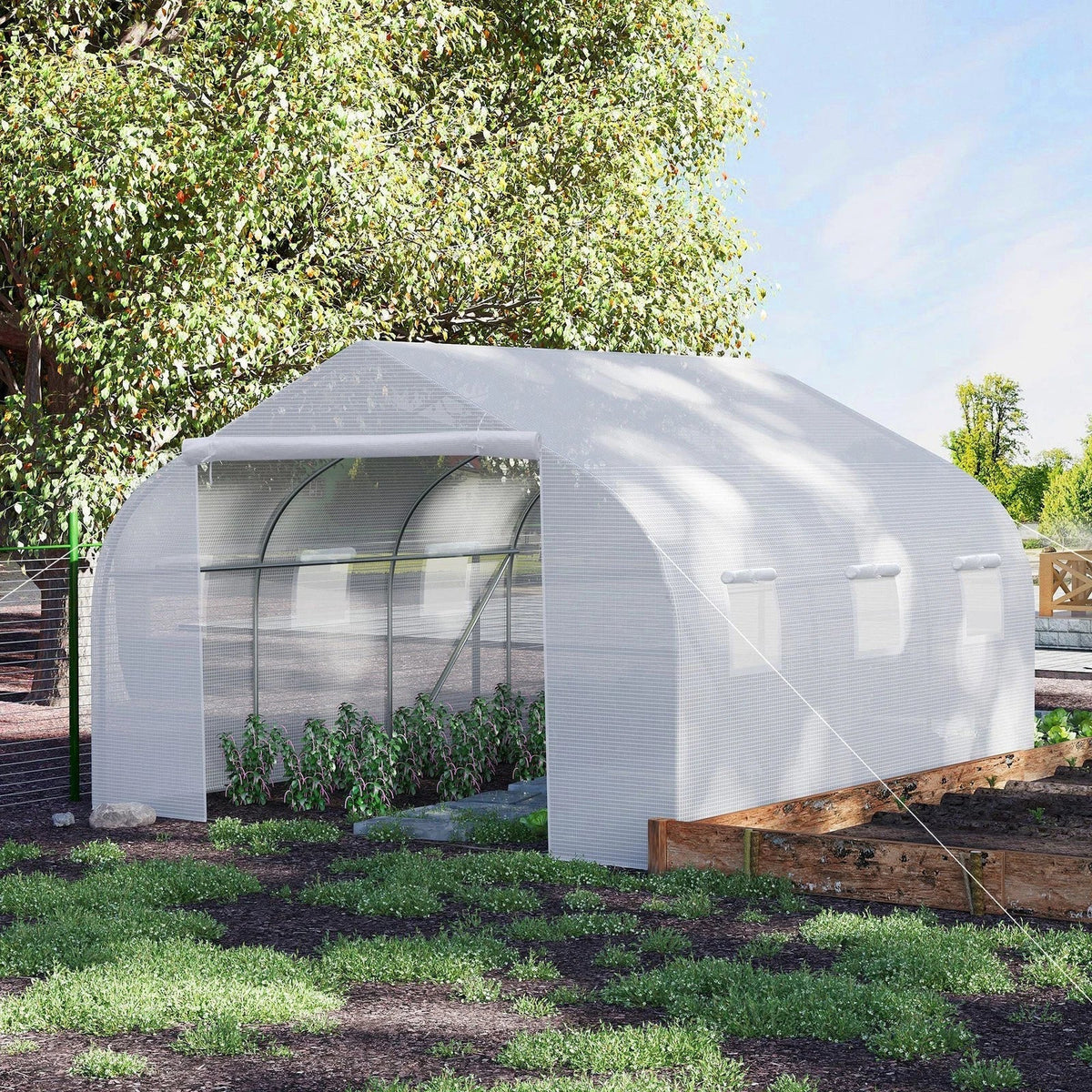 Outsunny 4.5x3x2m PE Mesh Cover Galvanized Metal Frame Walk-In Greenhouse — alternate product view 2