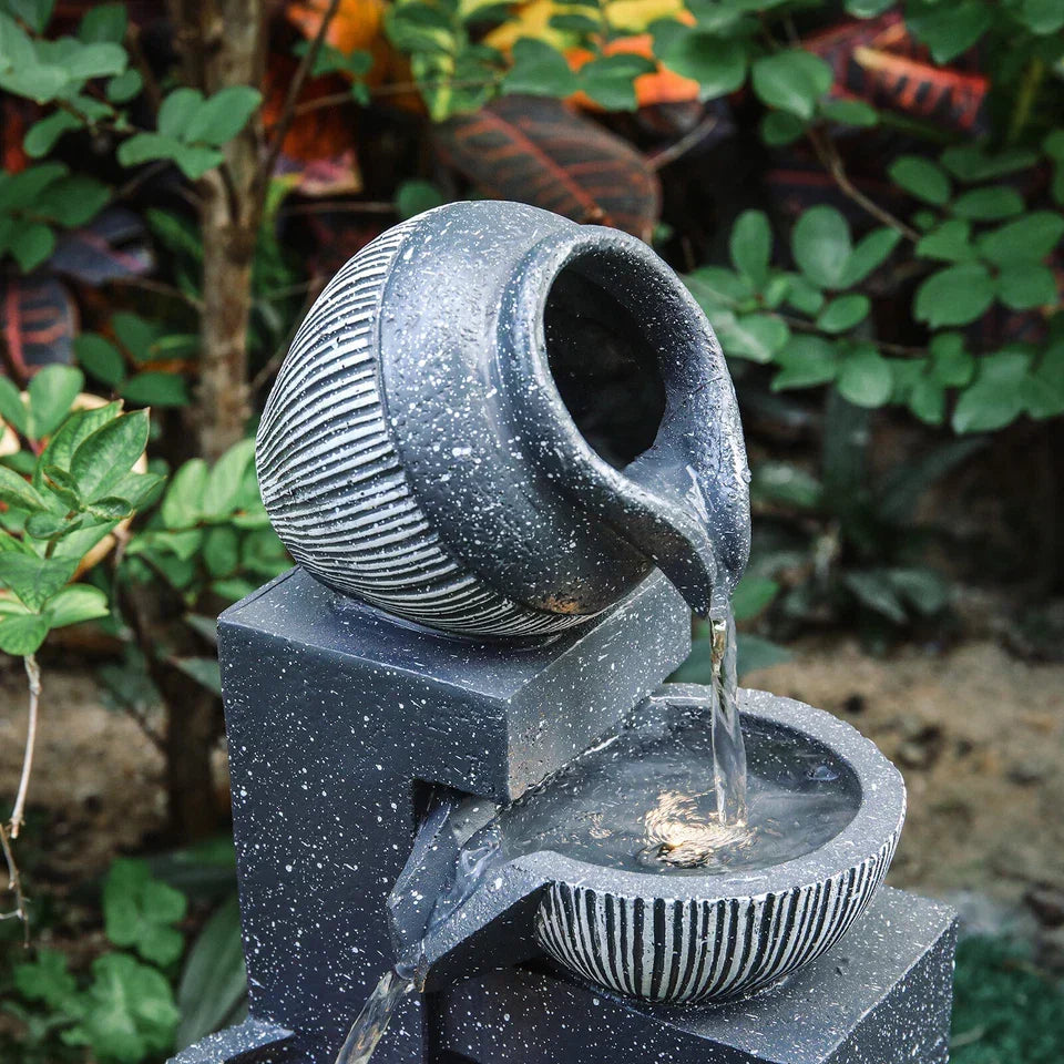 Garden Solar Power Cascading Tiered Water Feature Fountain Statues w/ LED Lights — alternate product view 7