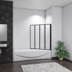 Matt Black 4 Fold Folding Bath Screen Shower Bathroom 4mm Glass Panel 900x1400 — alternate product view 3