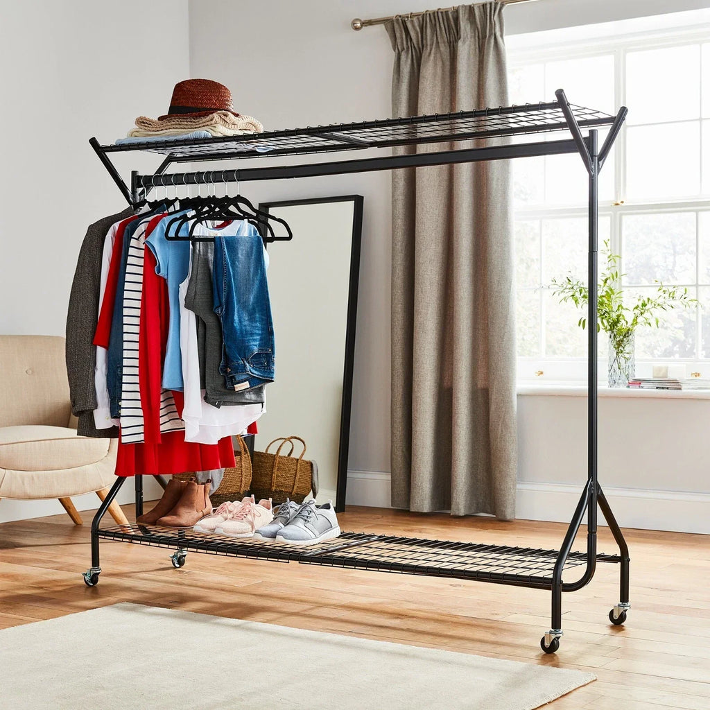 Mobile Clothes Rail with Top & Shoe Shelves — 4 ft, 5 ft & 6 ft — alternate product view 2