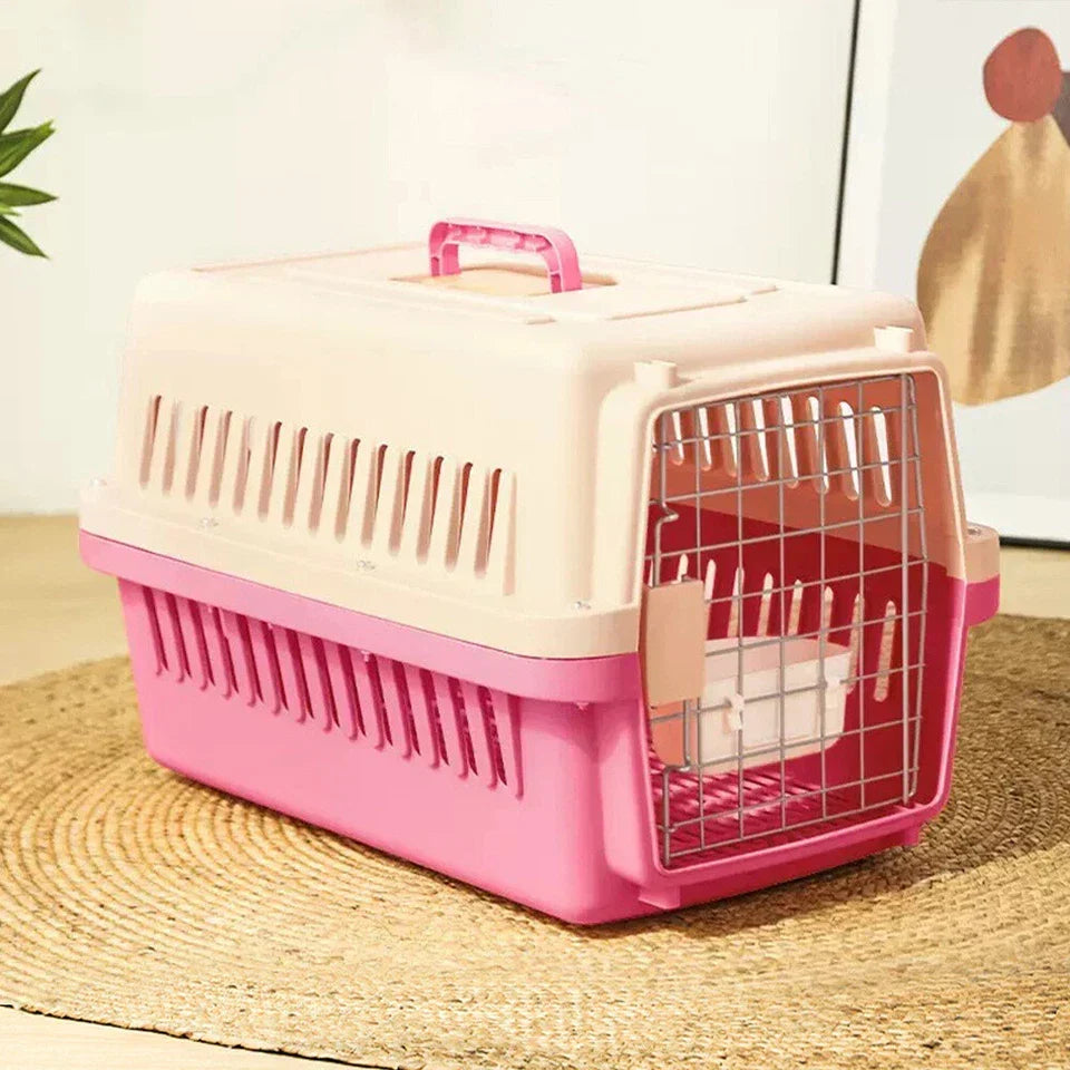 Extra Large Pet Carrier Cat Puppy Travel Cage Dog Carry Basket Transporter Box (Pink) — alternate product view 3