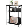 Vintage Narrow Side Table with Storage Shelf, 3 Tier Slim End Table Modern Sofa — Black — product view