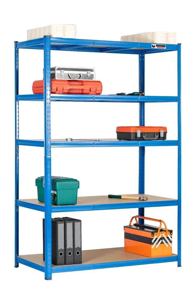 5 Tier Blue Metal Garage Shelving Unit 1000kg 180x120x60cm — Blue — product view