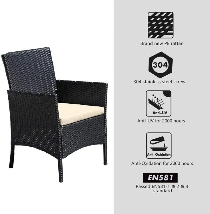 Outdoor Rattan Garden Furniture Sofa Set Patio Wicker Chairs Table 4Pieces — alternate product view 7