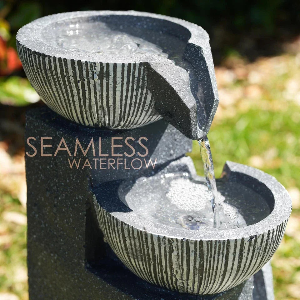 Solar Garden Water Feature Fountain Deco- ration 4 Tier Bowl LED Outdoor Indoor — alternate product view 6